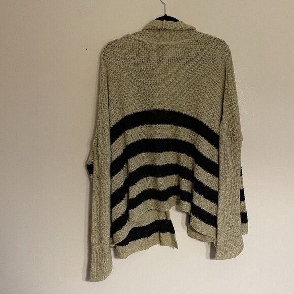 BDG Urban Outfitters Women XS Tan Black Striped Oversized Open Front Cardigan - Picture 10 of 10
